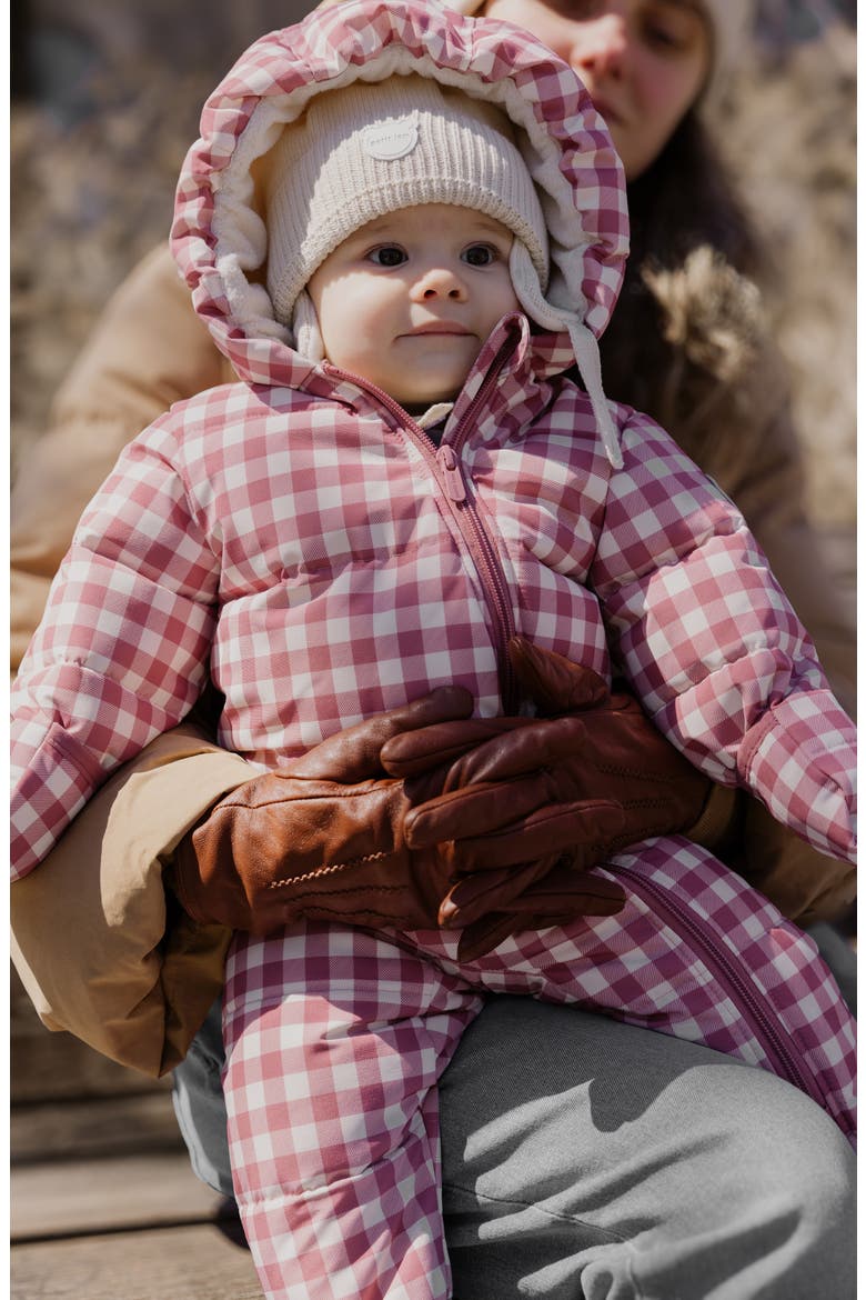 Water Repellent Plum Gingham Hooded Snowsuit, Alternate, color, PLUM
