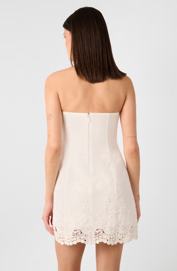 Strapless Cotton Peplum Minidress