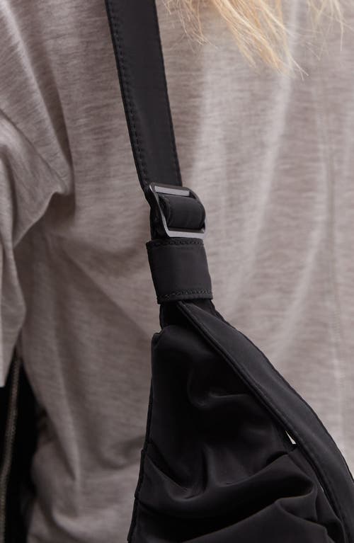Topshop Sasha Ruched Faux Leather Shoulder Bag In Black