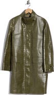Longchamp Croc Embossed Leather Coat