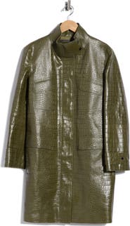 Longchamp Croc Embossed Leather Coat