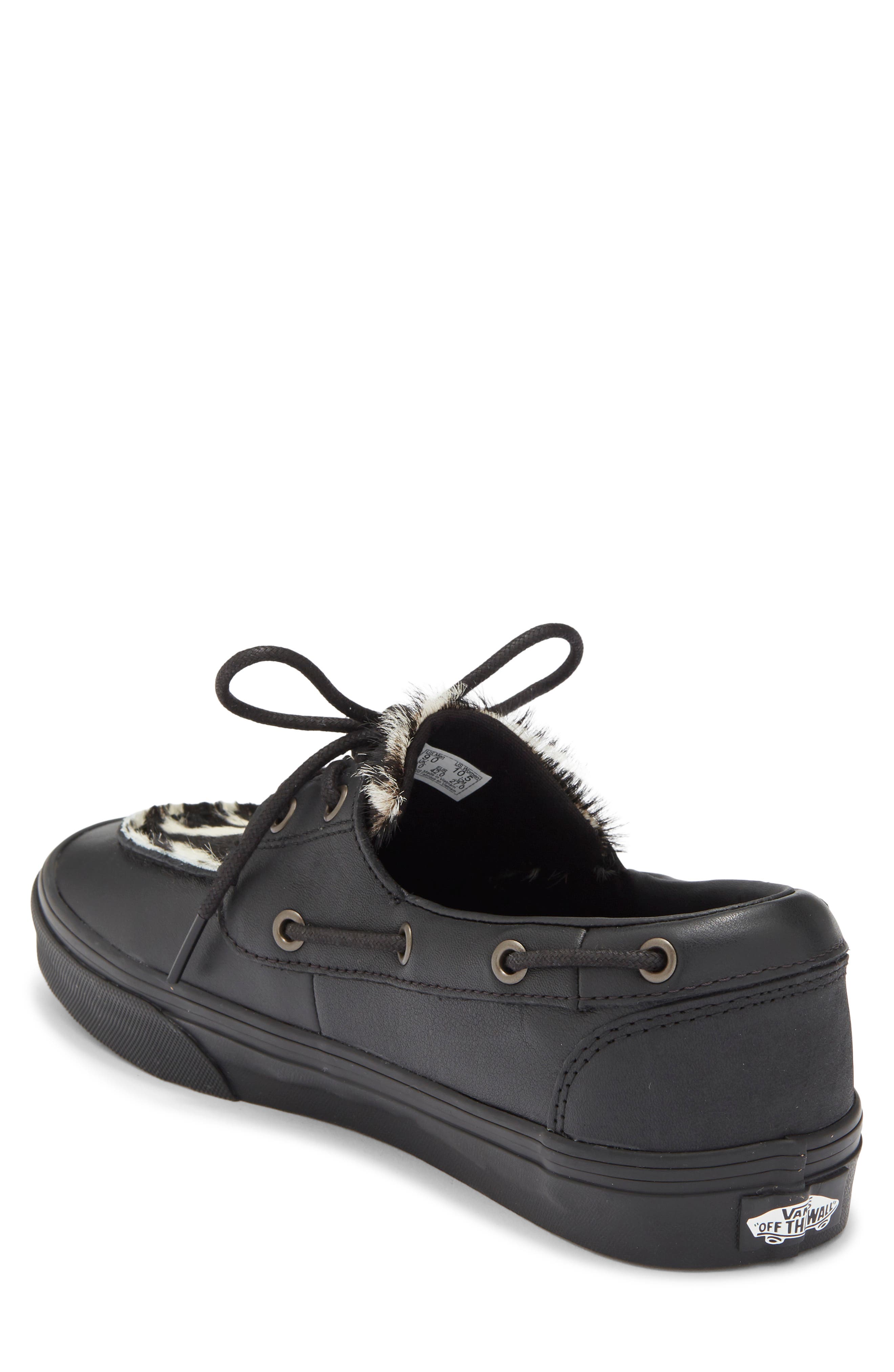 Genuine Calf Hair & Leather Boat Shoe, Alternate, color, PONY HAIR BLACK
