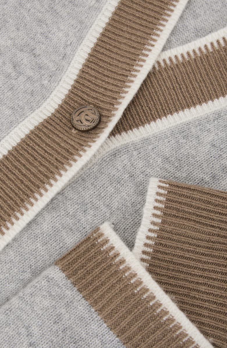 Reiss Louisa Tipped Wool & Cashmere Cardigan, Alternate, color, Grey/ Neutral