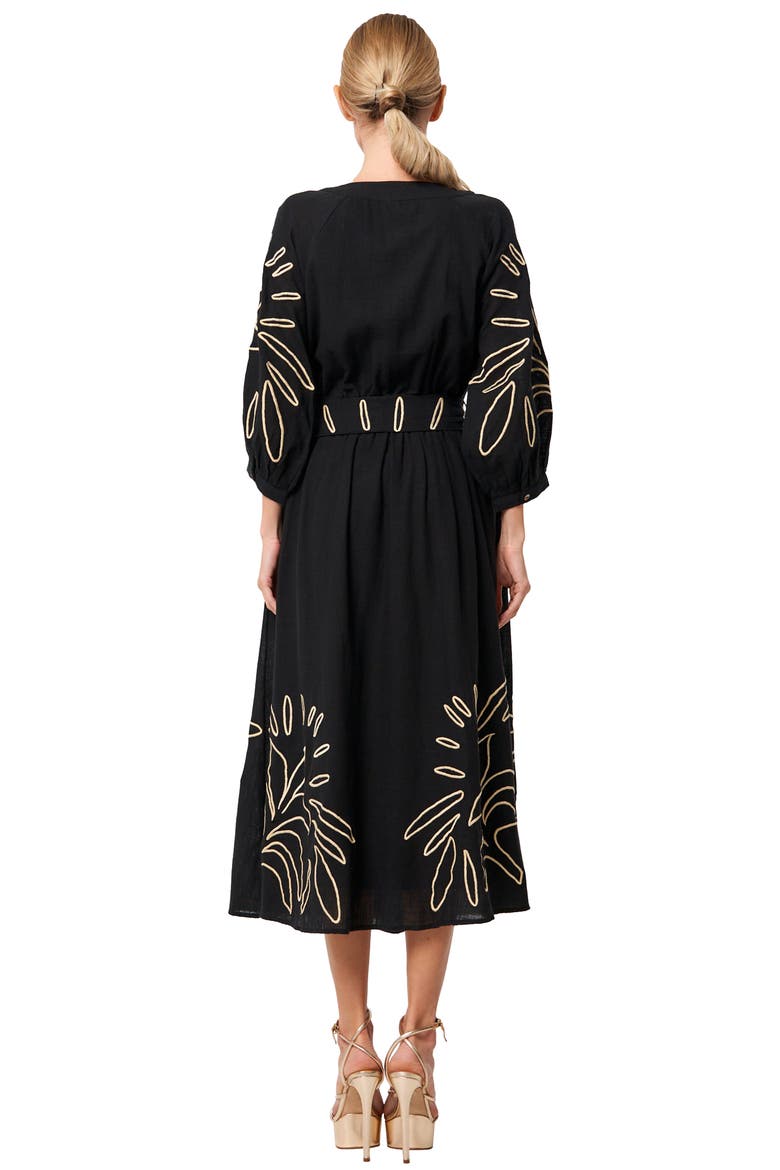 Eliza Embroidered A-Line Dress, Alternate, color, BLACK