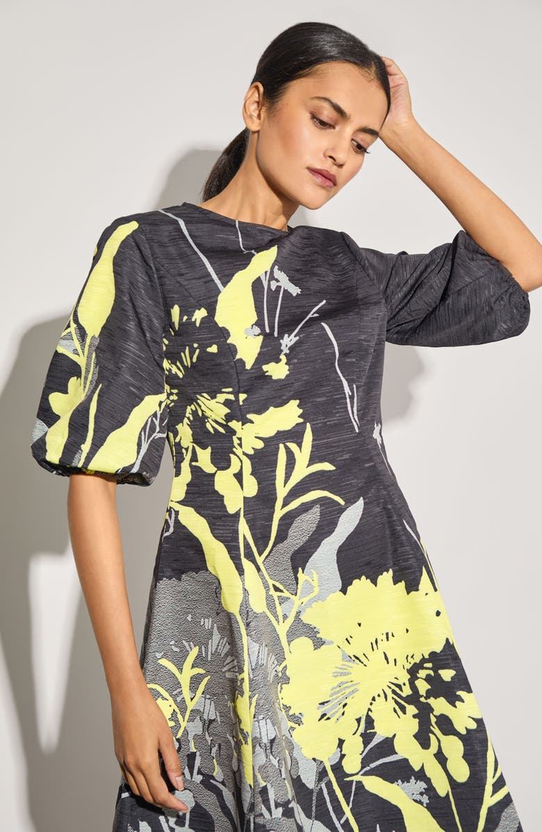 Ming Wang Modern Fit Shantung Metallic Minidress, Alternate, color, Lemon/ Mink/ Lunar Rock/ Black