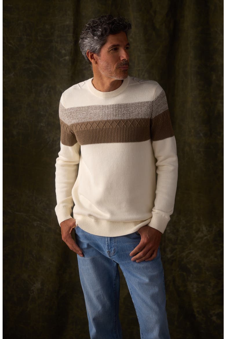 Tom Placed Stripe Cotton Sweater, Alternate, color, CREAM/JUTE