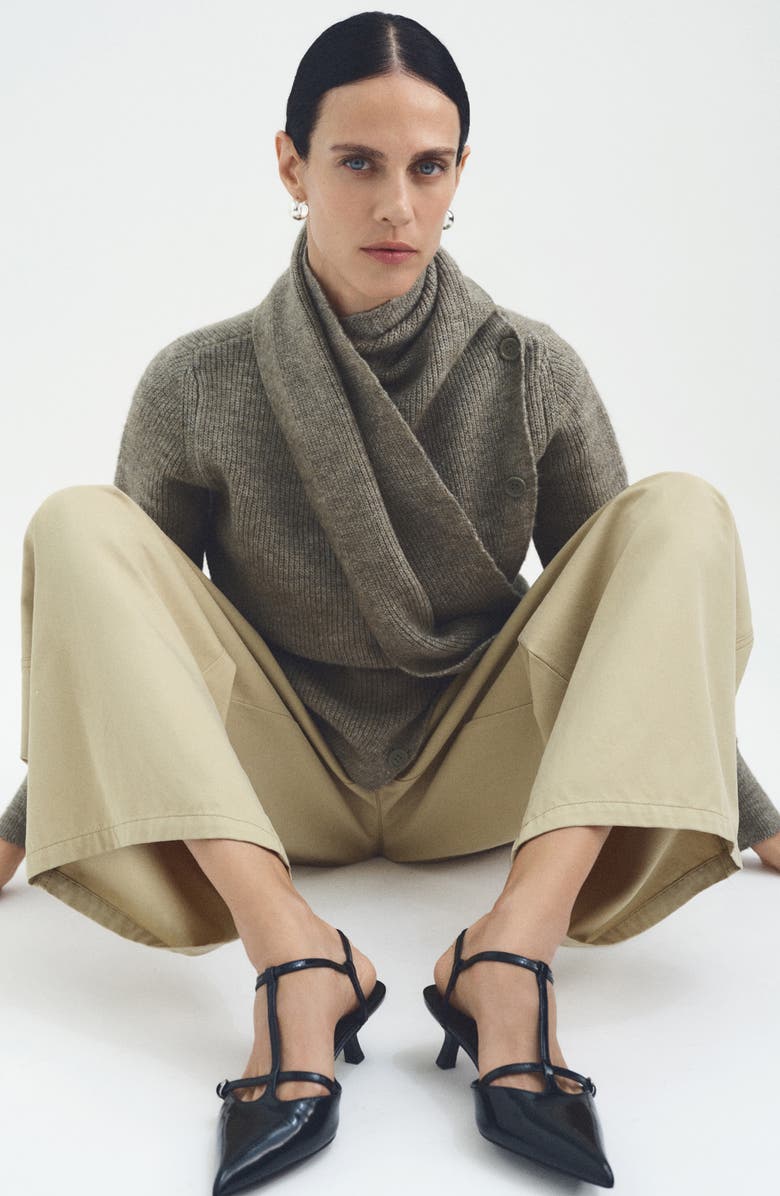 MANGO Asymmetric Scarf Neck Cardigan, Alternate, color, 