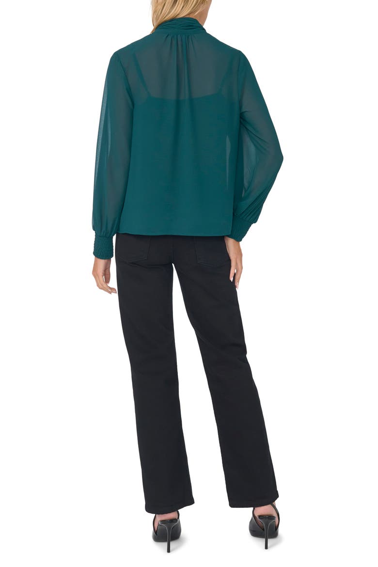 Soutache Embroidered Tie Neck Top, Alternate, color, DEEP EMERALD
