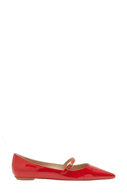 Stuart Weitzman Emilia Mary Jane Flat In Cherry Patent