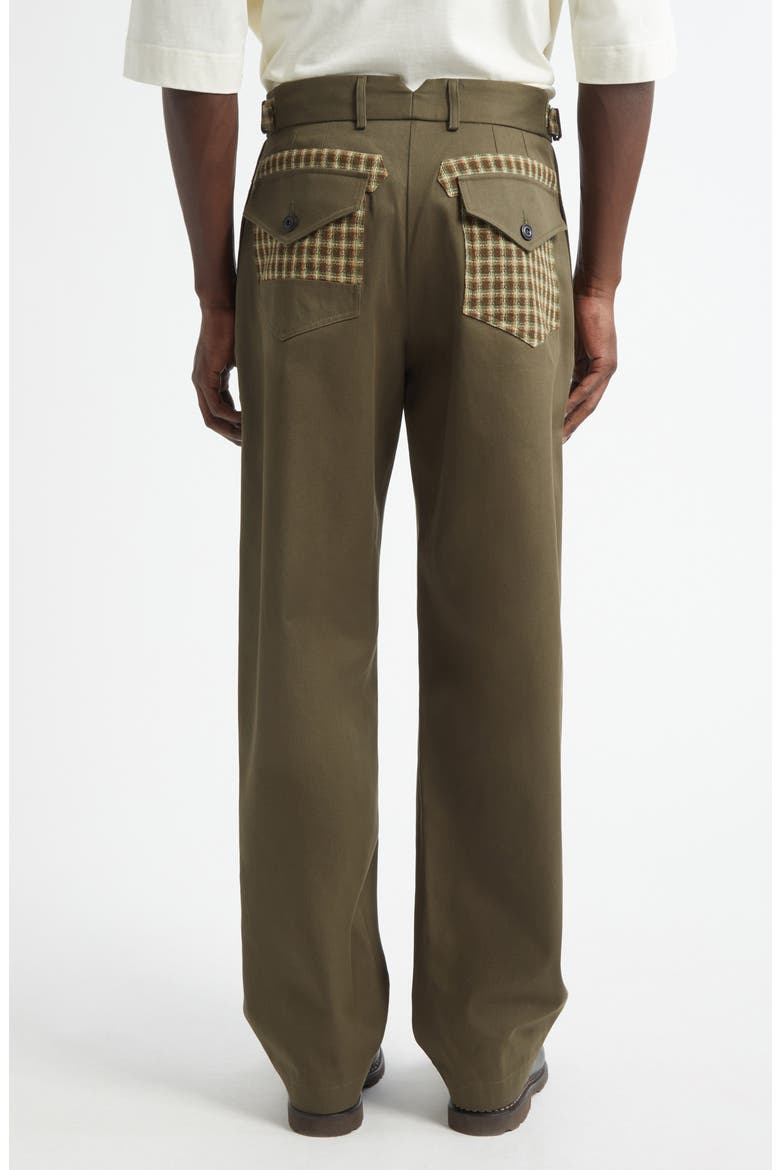 Straight Leg Trousers, Alternate, color, OLIVE / BROWN CHECK