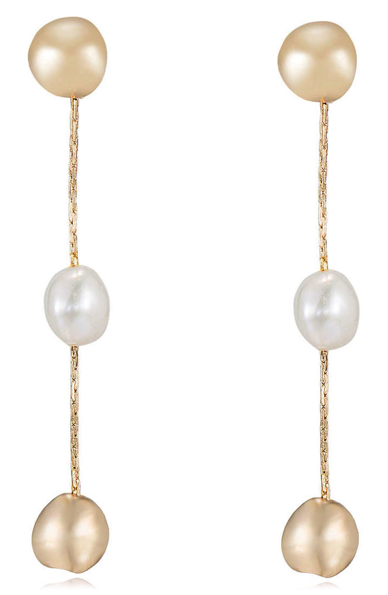 Ettika Faux Pearl & Bead Drop Earrings