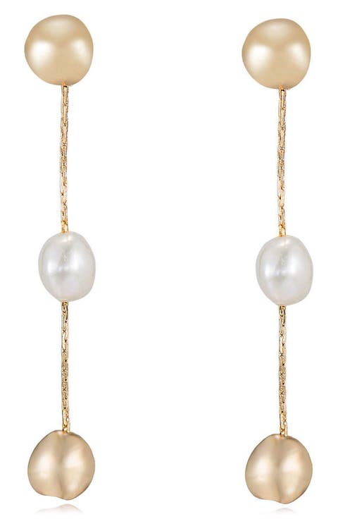 Faux Pearl & Bead Drop Earrings