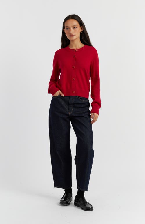 Chinti & Parker Wool Cashmere Blend Crew Neck Cropped Cardigan In Red