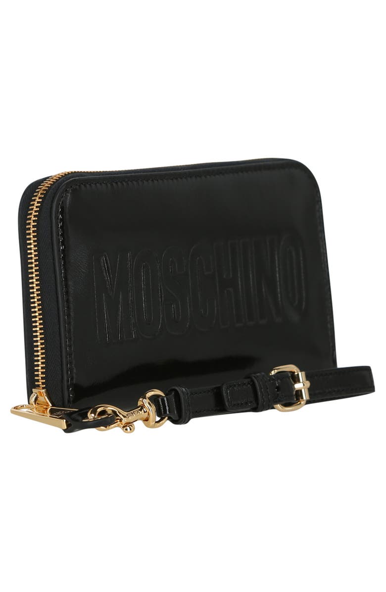 Moschino Debossed Logo Continental Wallet, Alternate, color, 