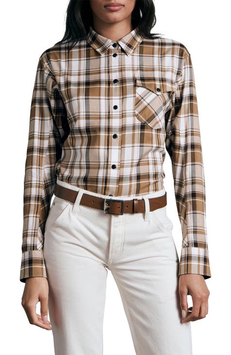 Plaid Button-Up Blouse