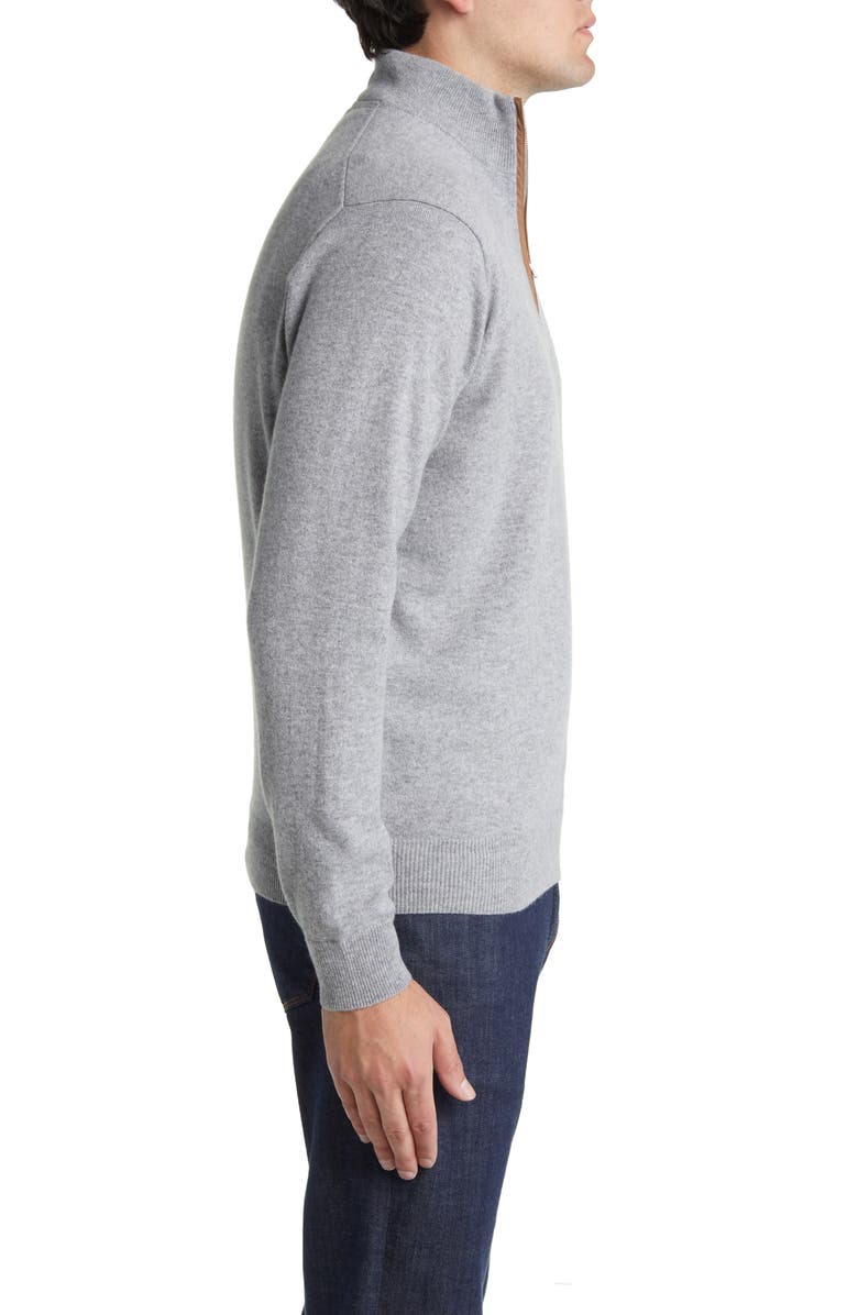 Peter Millar Crown Crafted Artisan Stretch Cashmere Quarter-Zip Pullover, Alternate, color, Gale Grey