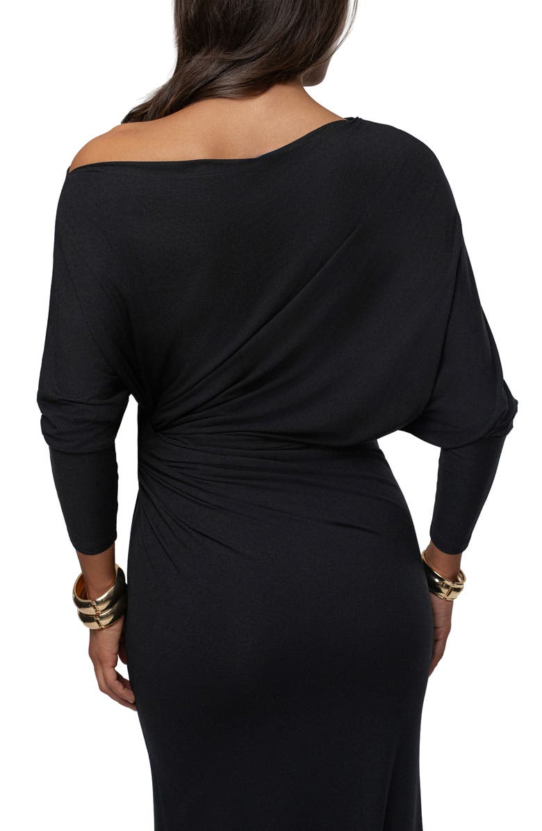 JLUXLABEL Eternal Obession One-Shoulder Long Sleeve Maxi Dress, Alternate, color, Black