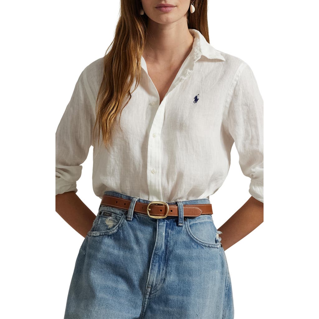 Polo Ralph Lauren Classic Fit Linen Button-up Shirt In White