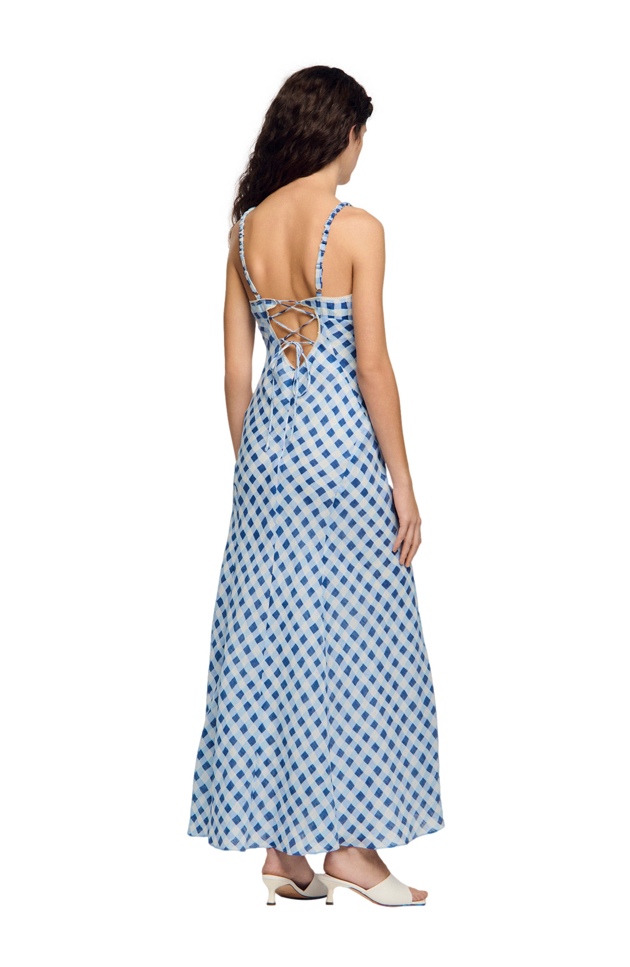 Gingham linen maxi dress - image 2