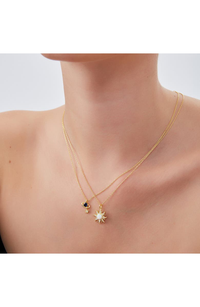 Spero London Dark Blue Saturn Necklace With Star Sterling Silver, Alternate, color, Gold
