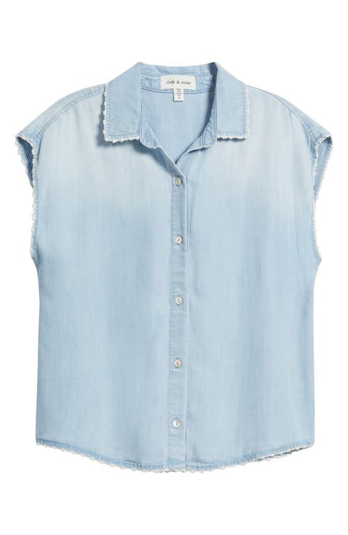 Cloth & Stone Trim Chambray Shirt In Blue