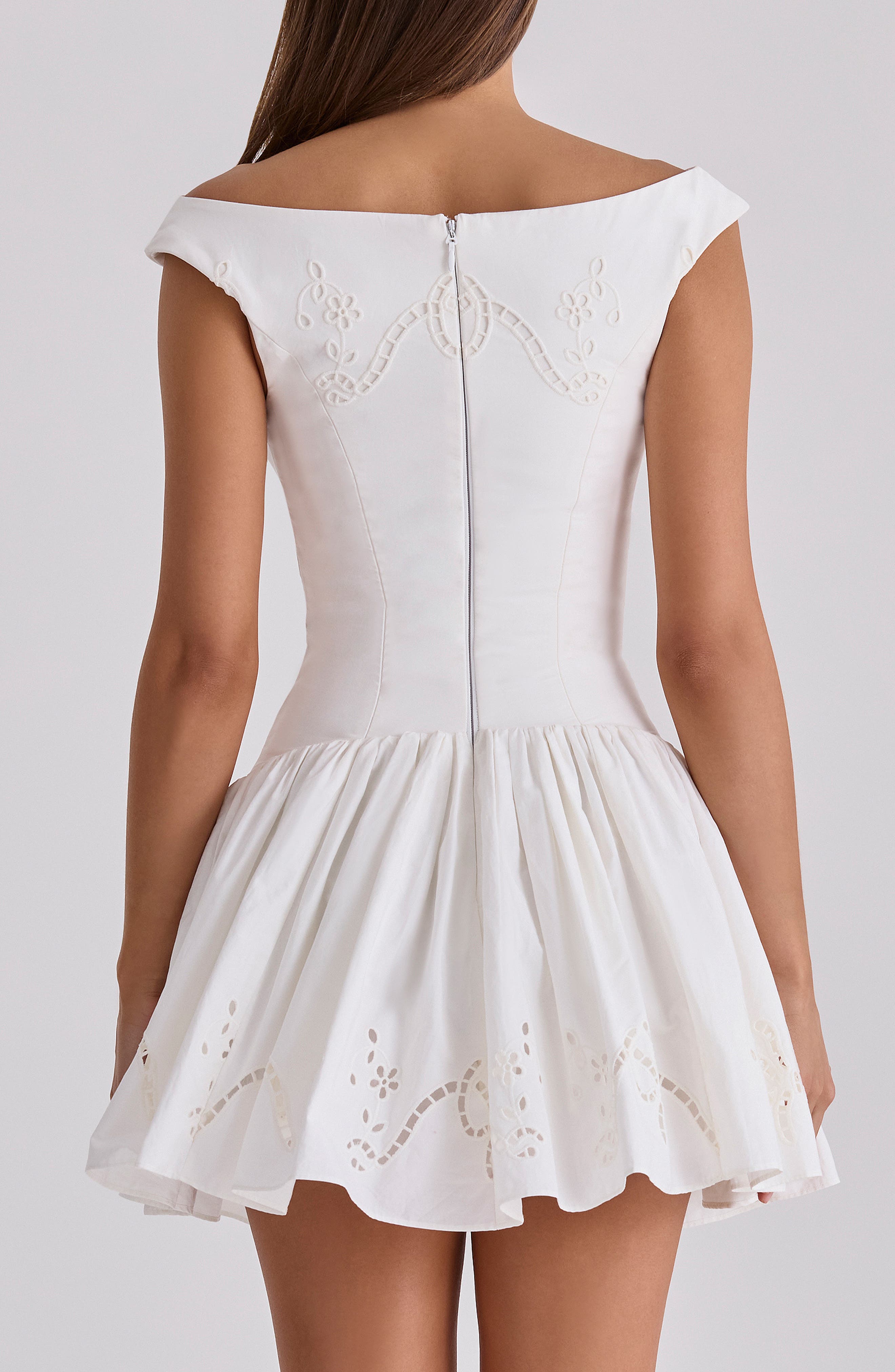 HOUSE OF CB Lauren Off the Shoulder Eyelet Cotton Minidress (Women ...