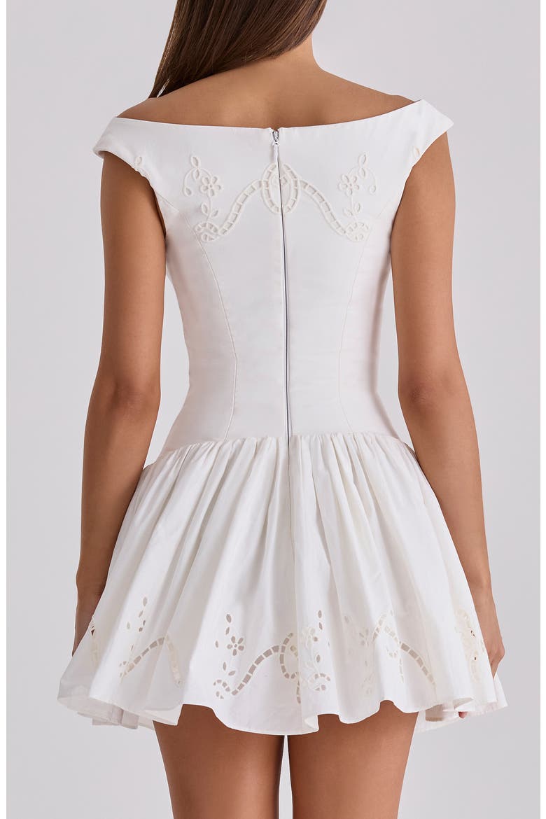 Lauren Off the Shoulder Eyelet Cotton Minidress, Alternate, color, WHITE