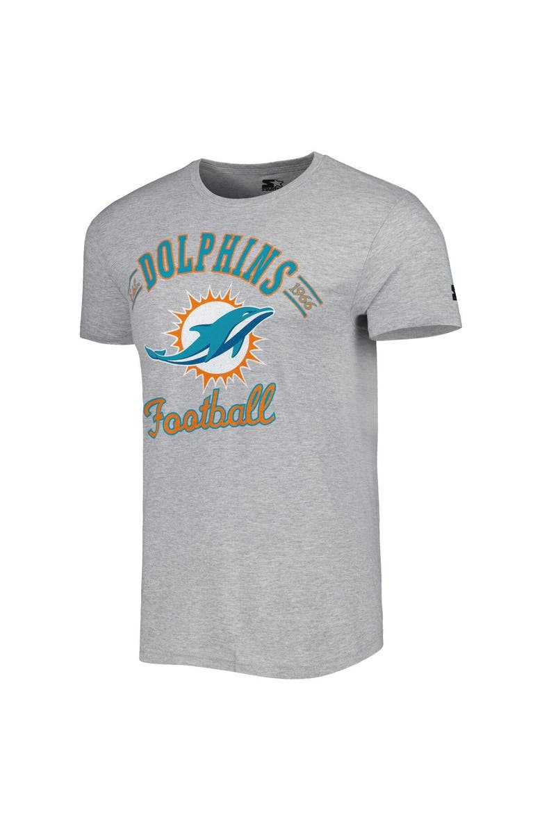 STARTER Men's Starter Heathered Gray Miami Dolphins Prime Time Logo T-Shirt, Alternate, color,