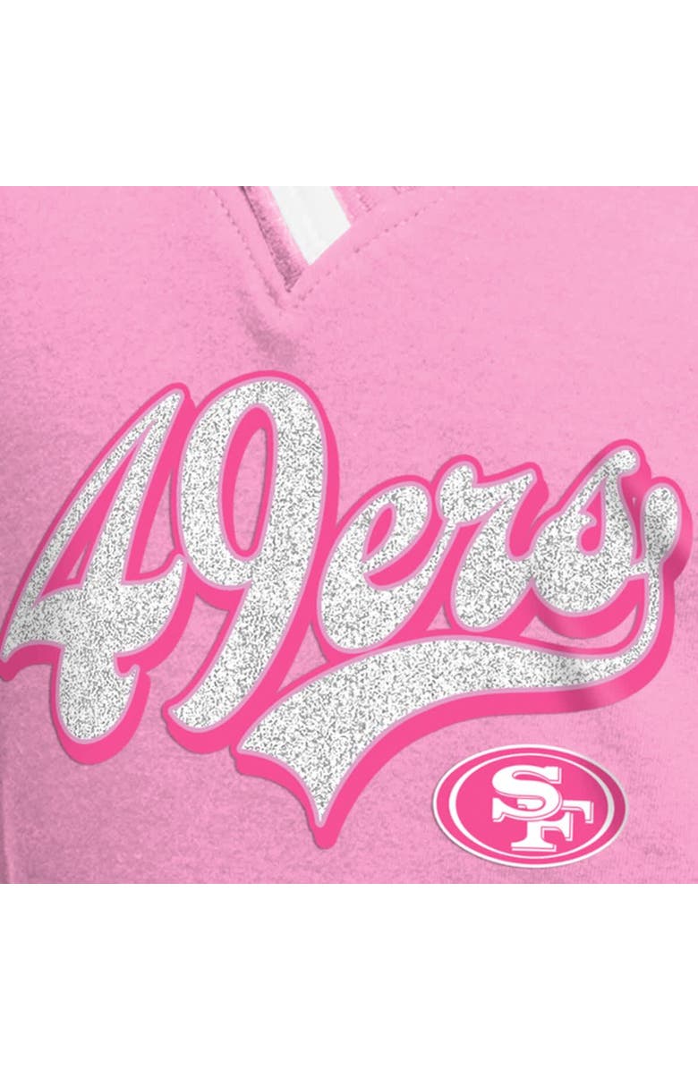 New Era Girl's Youth New Era Pink San Francisco 49ers Mommy & Me Multiplier Raglan V-Neck T-Shirt, Alternate, color, Pink
