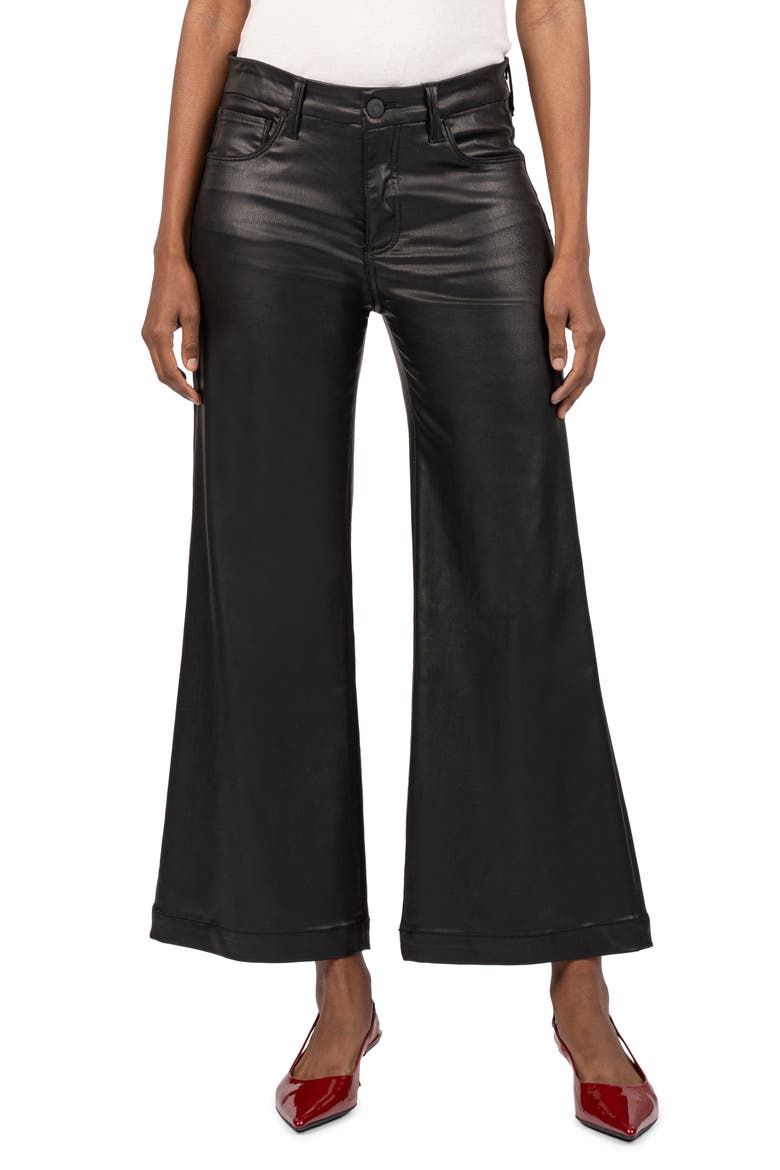 Meg Coated High Waist Wide Leg Jeans, Main, color, BLACK JM