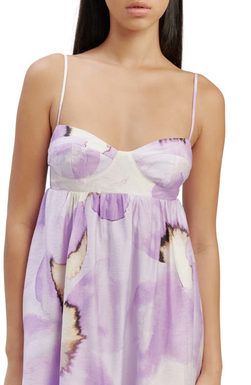 Bardot Lenora Abstract Floral Midi Dress In Lavender Floral