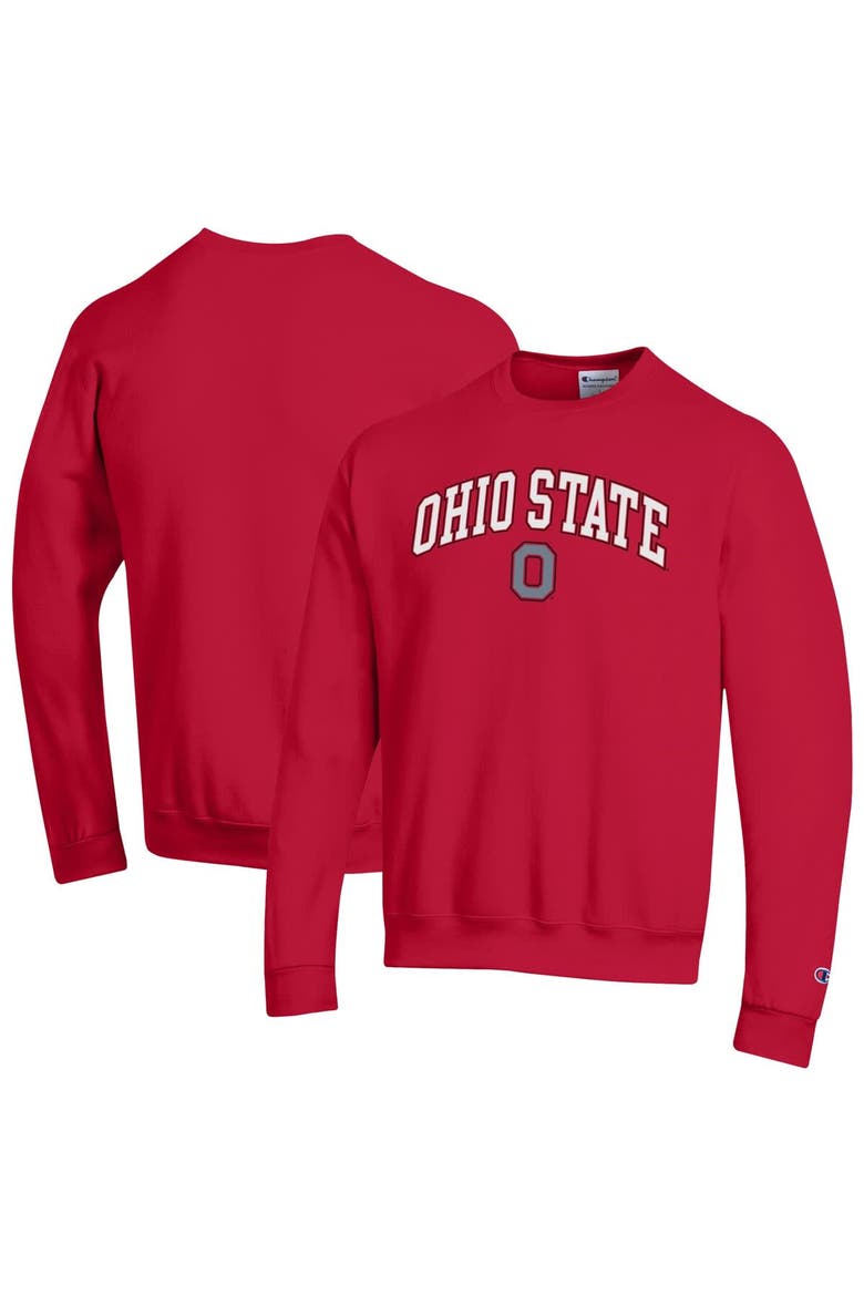 Men's Champion  Scarlet Ohio State Buckeyes Arch Over Logo Pullover Sweatshirt, Main, color, Scarlet