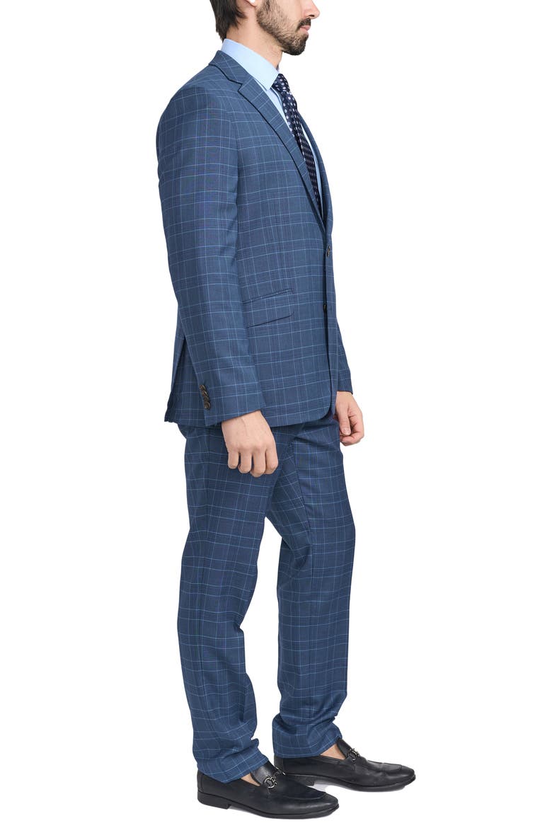 Blue Plaid Print Trim-Fit Suit, Alternate, color, BLUE