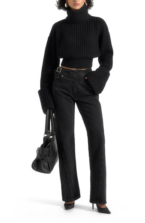 Amaya Roll Neck Knit Jumper With Cuffs