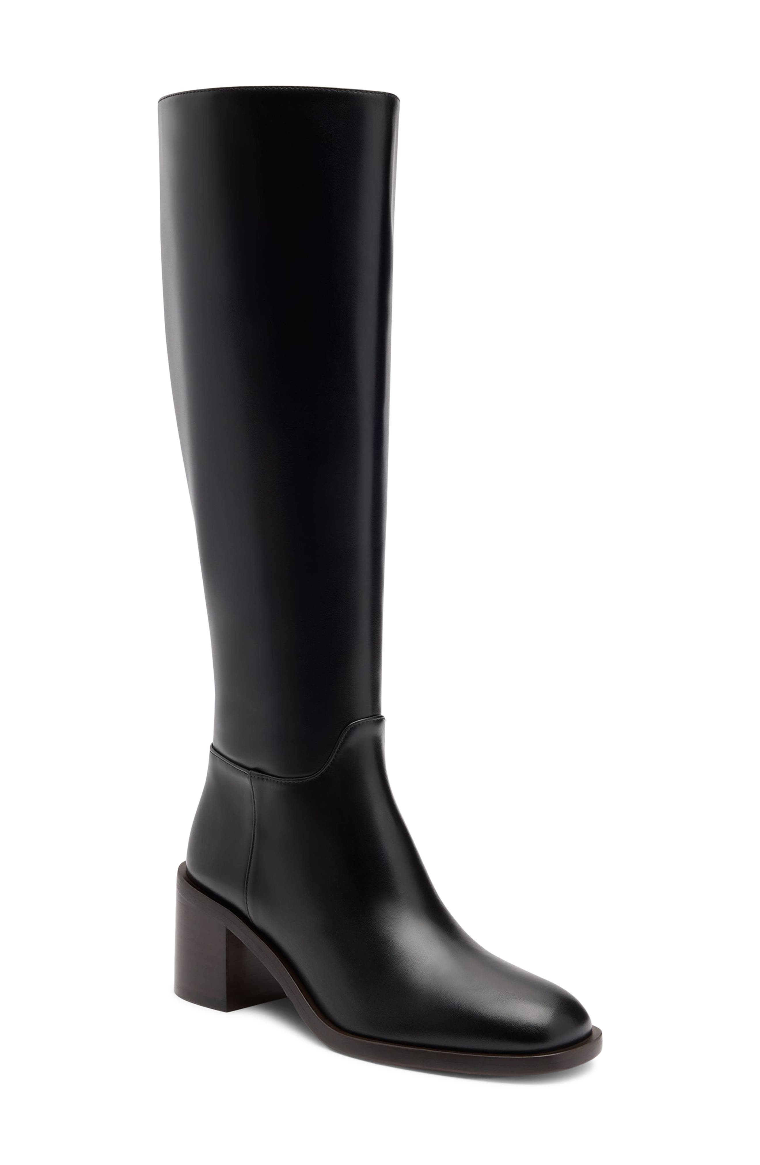 Maris Leather Knee High Boot, Main, color, BLACK SMOOTH CALF