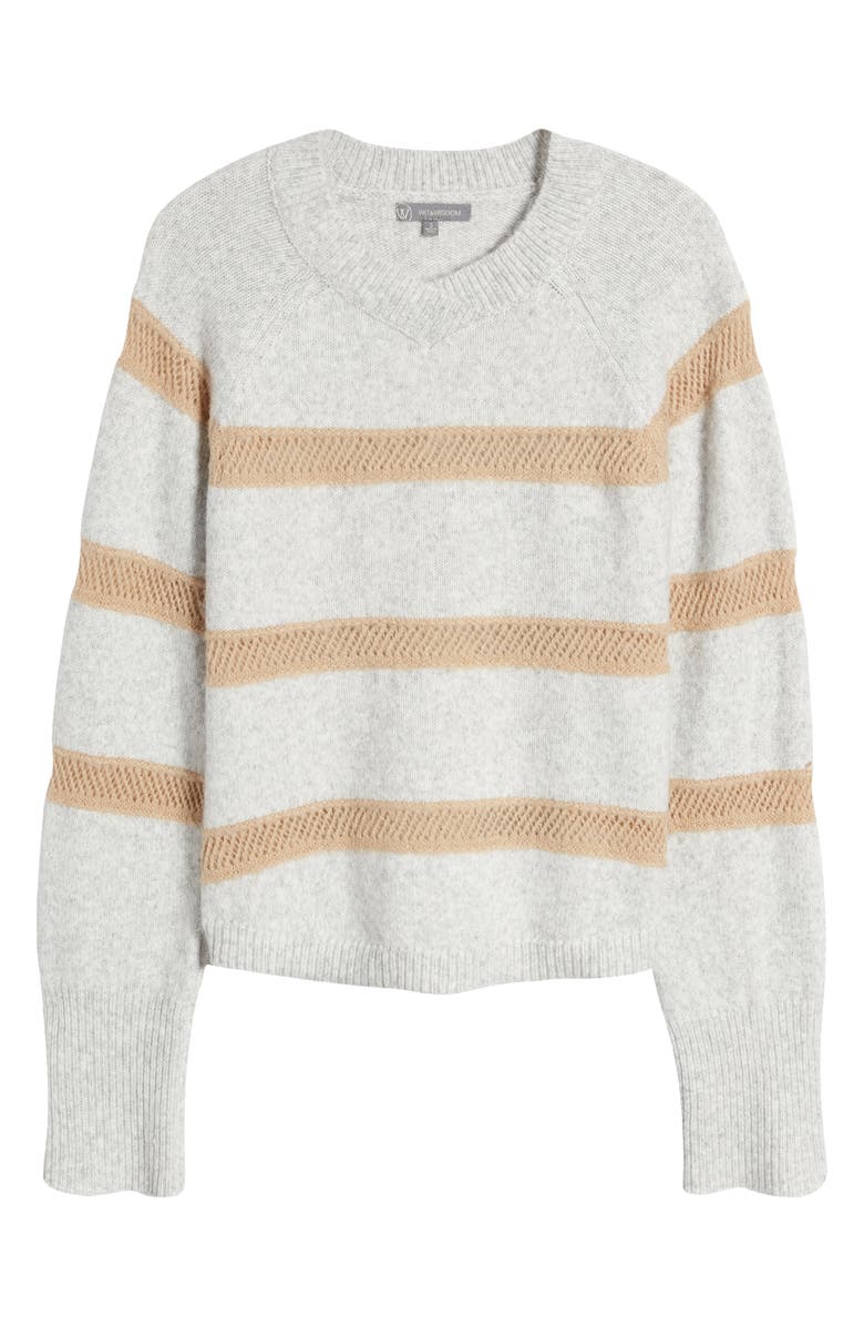Wit & Wisdom Stripe V-Neck Sweater, Alternate, color, 