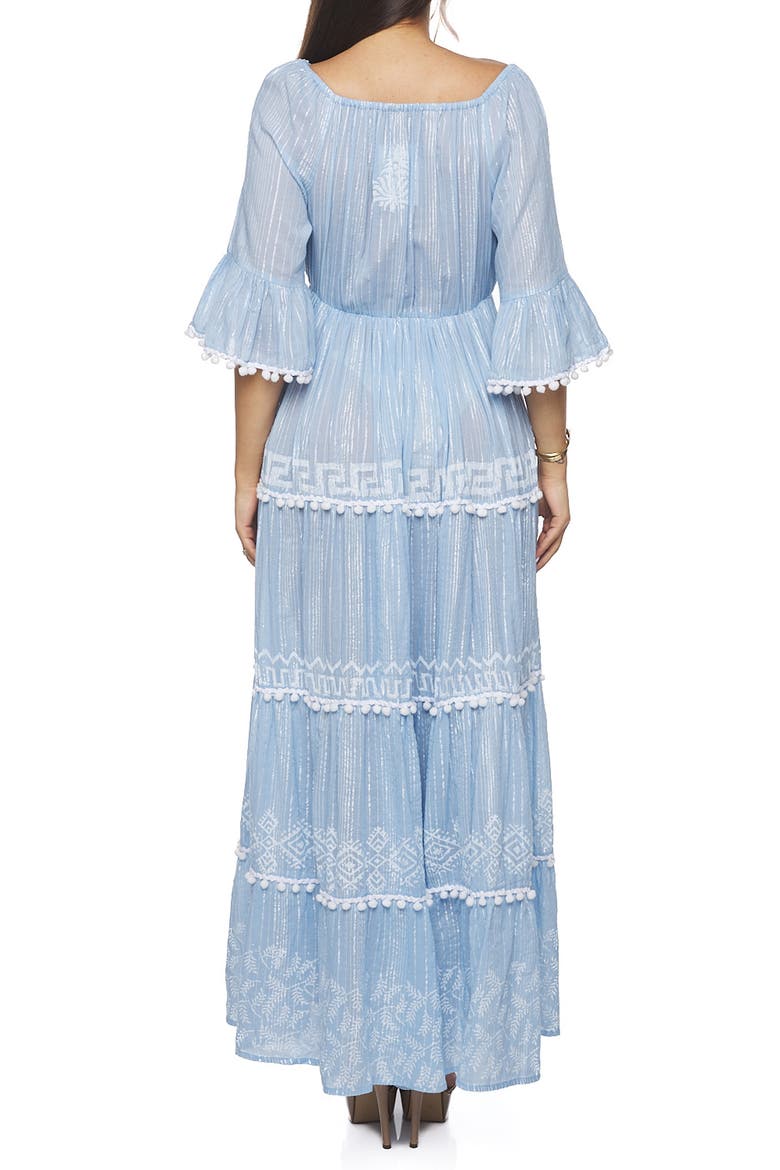 Pom Pom Maxi Dress, Alternate, color, BLUE
