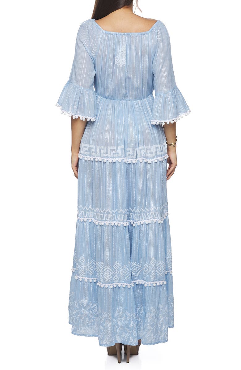 RANEES Pom Pom Maxi Dress, Alternate, color, Blue