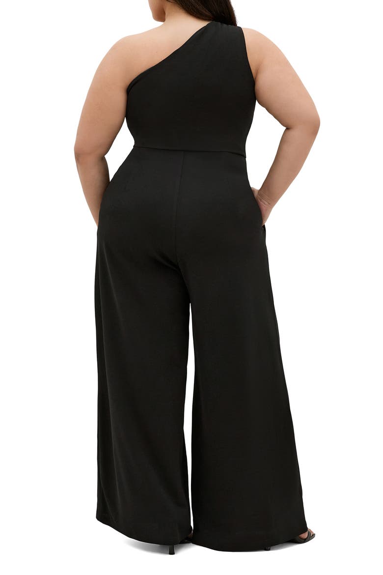 Amber Asymmetric One-Shoulder Jumpsuit, Alternate, color, BLACK