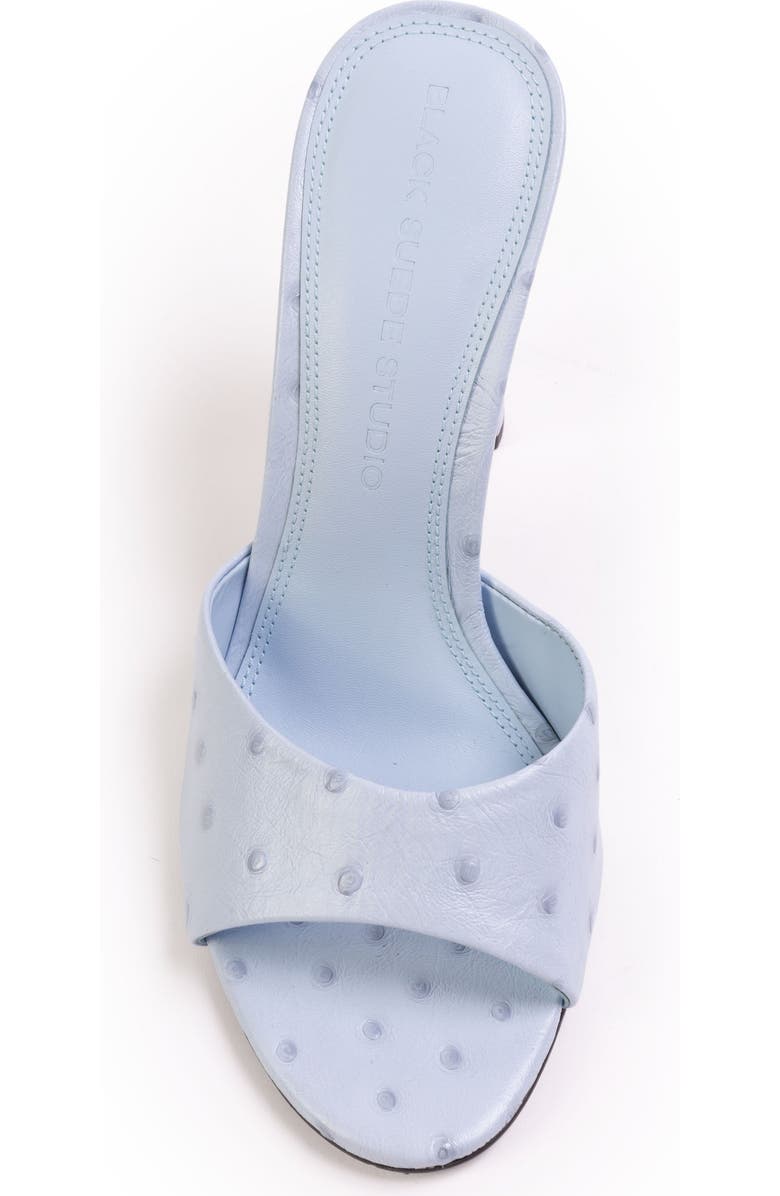 BLACK SUEDE STUDIO Lila 95 Ostrich Mule, Alternate, color, Sky Ostrich Leather