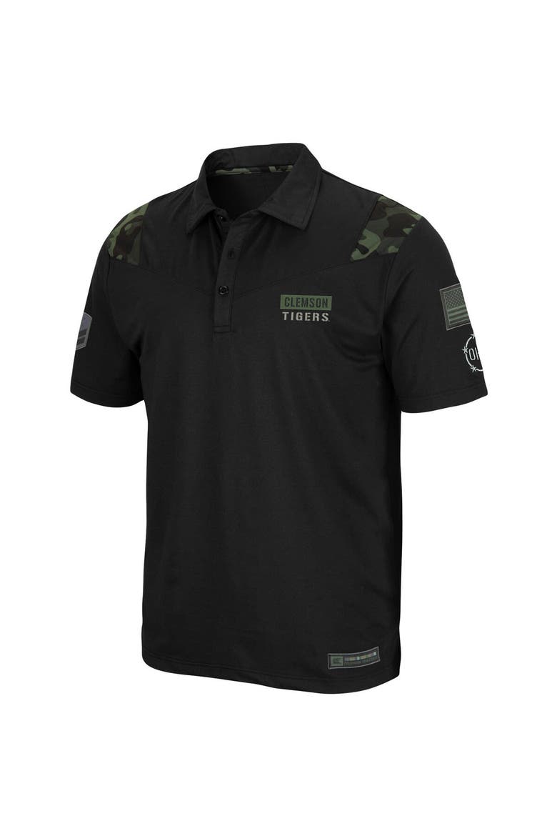Men's Colosseum Black Clemson Tigers OHT Military Appreciation Sierra Polo, Alternate, color, Black