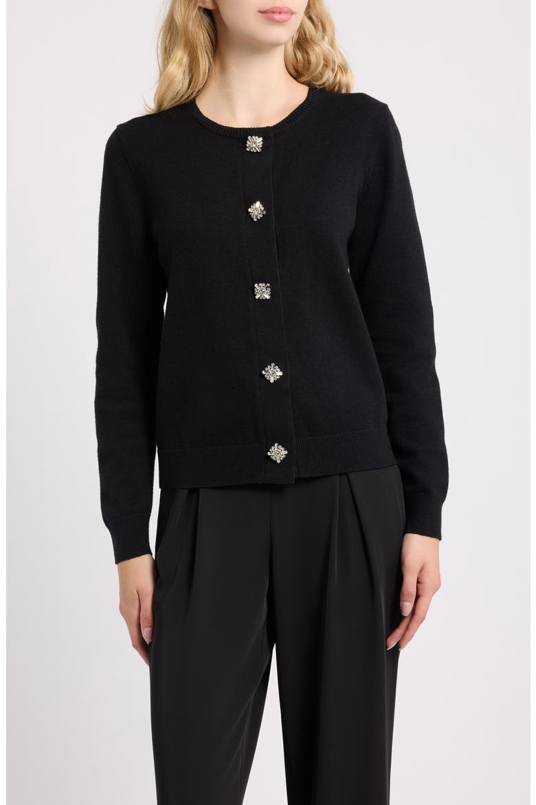Novelty Button Cardigan, Main, color, ANNE BLACK