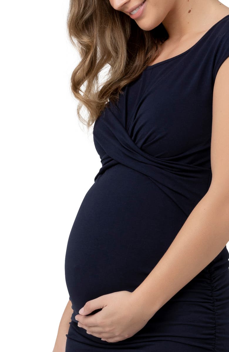 Ripe Maternity Cross My Heart Twist Front Maternity Dress, Alternate, color, Ink