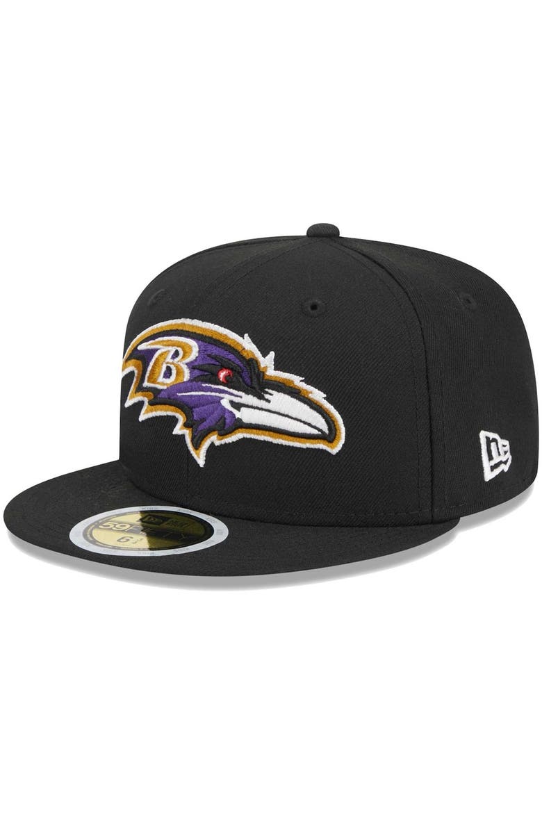 Youth New Era Black Baltimore Ravens  Main 59FIFTY Fitted Hat, Main, color, Black
