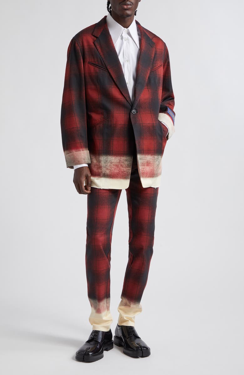 Maison Margiela x Pendleton Plaid Ombré Stretch Cotton Trousers, Alternate, color, 