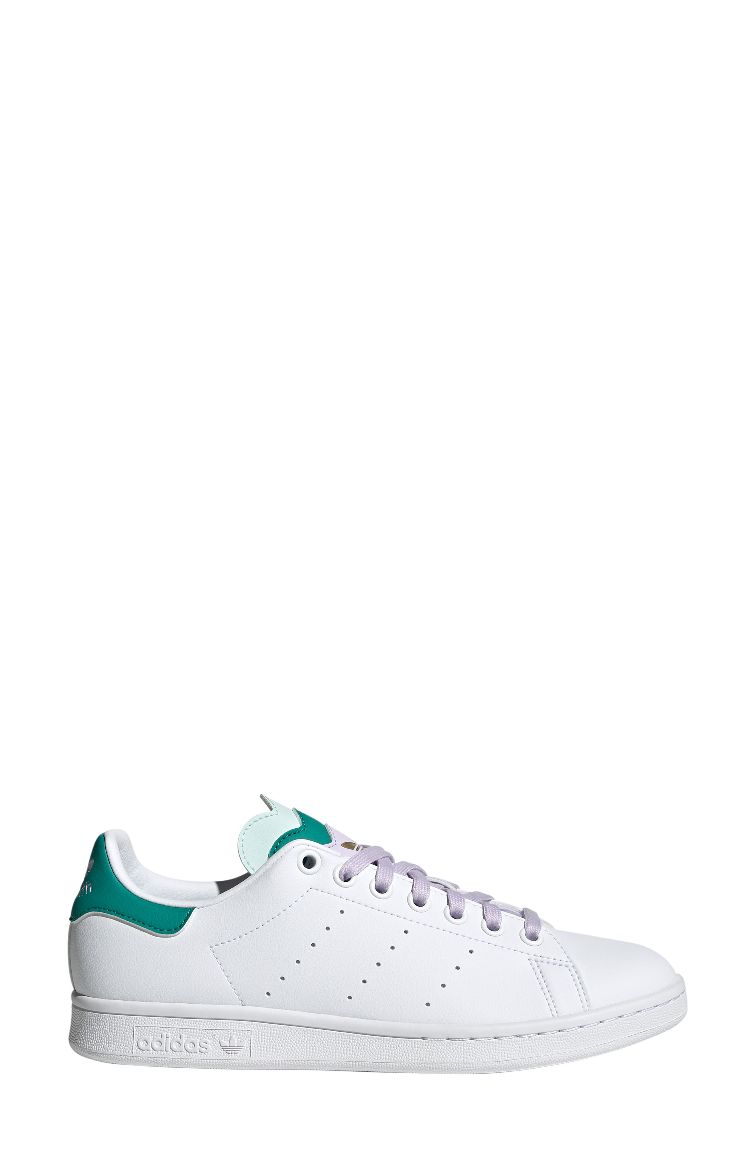 Primegreen Stan Smith Sneaker, Alternate, color, FTWR WHITE/ PURPLE/ MINT