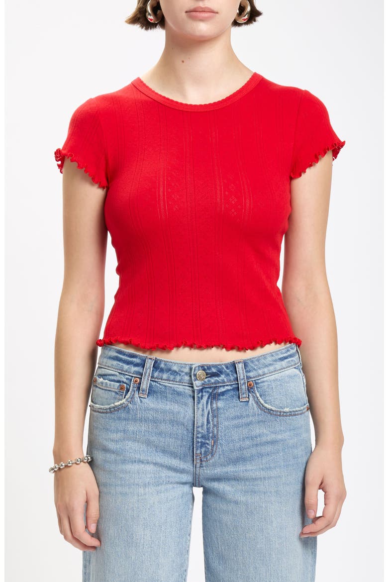 Lily Cotton Pointelle T-Shirt, Main, color, CHERRY BOMB