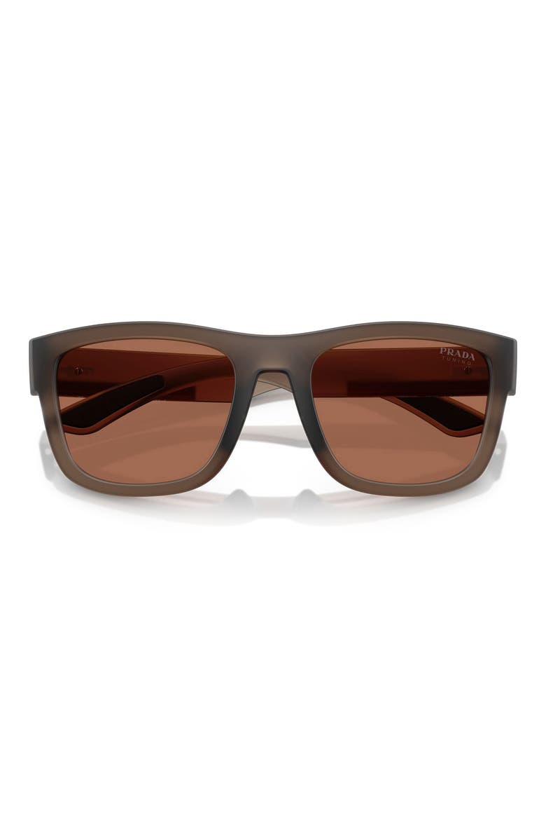56mm Pillow Sunglasses, Alternate, color, TRANSPARENT BROWN / BROWN