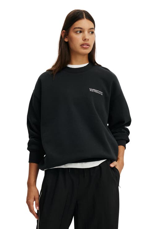 Plush Graphic Crew Sweatshirt