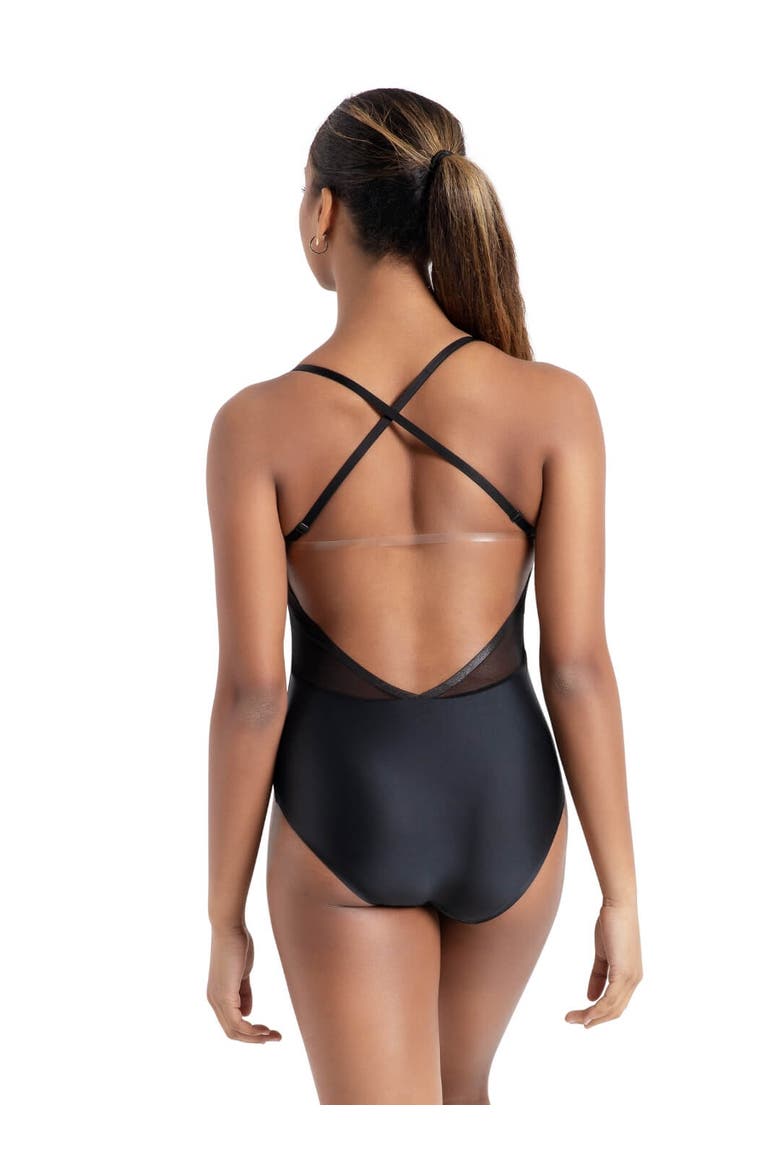Deep Back Camisole Leotard, Alternate, color, black